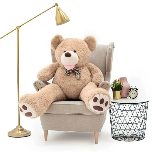 Didelis Pliušinis Meškiukas Meškinas, Minkštas Žaislas, 100 Cm, Šviesiai Rudas, Bobo - 130 cm, Šviesiai ruda - Teddyway
