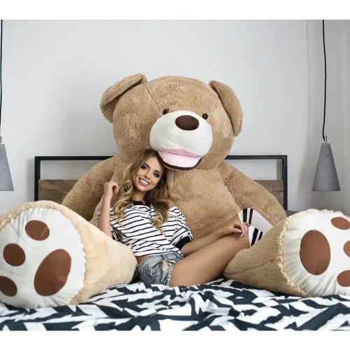 Didelis Pliušinis Meškiukas Meškinas, Minkštas Žaislas, 200 Cm, Šviesiai Rudas, Bobo - Teddyway