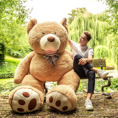 Large Teddy Bear, Soft Toy, 260 Cm, Light Brown, Bobo - Teddyway