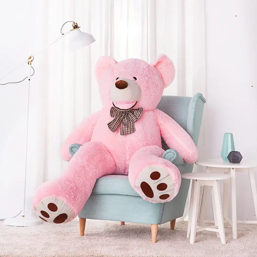 Didelis Pliušinis Meškiukas Meškinas, Minkštas Žaislas, 100 Cm, Šviesiai Rudas, Bobo - 160 cm, Pink - Teddyway