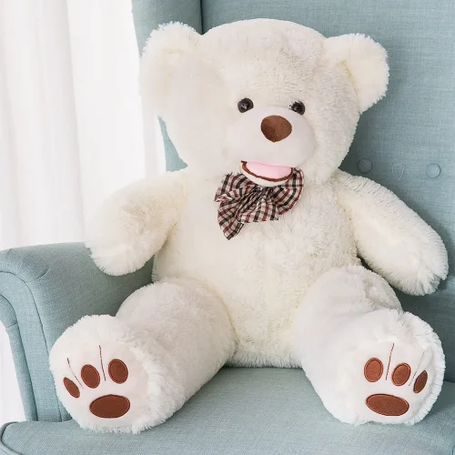 Большой плюшевый мишка, мягкая игрушка, 100 см, белый, Bobo - Teddyway