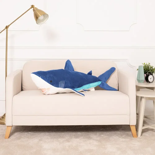 Plush Shark, Soft Toy, 90 Cm, Blue, Saho - 110 cm, Blue - Teddyway