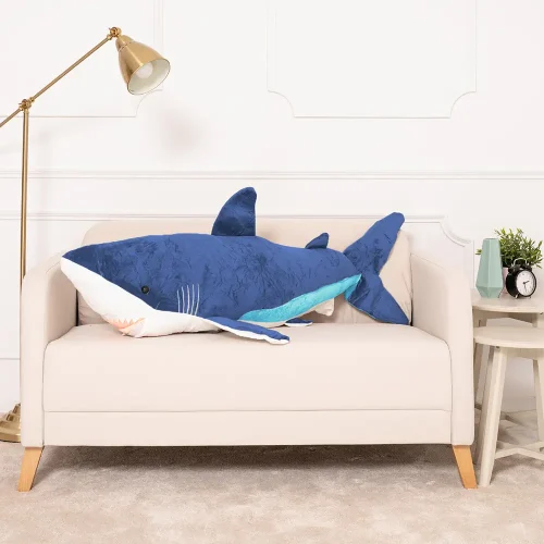 Plush Shark, Soft Toy, 90 Cm, Blue, Saho - 130 cm, Blue - Teddyway