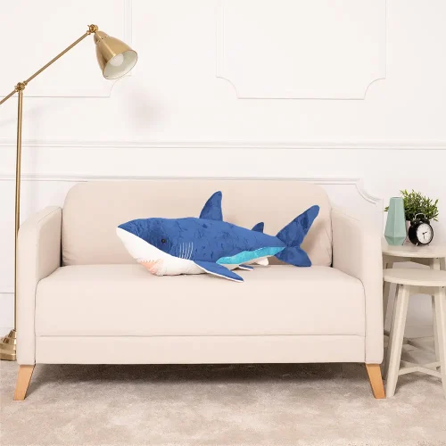 Plush Shark, Soft Toy, 90 Cm, Blue, Saho - Teddyway