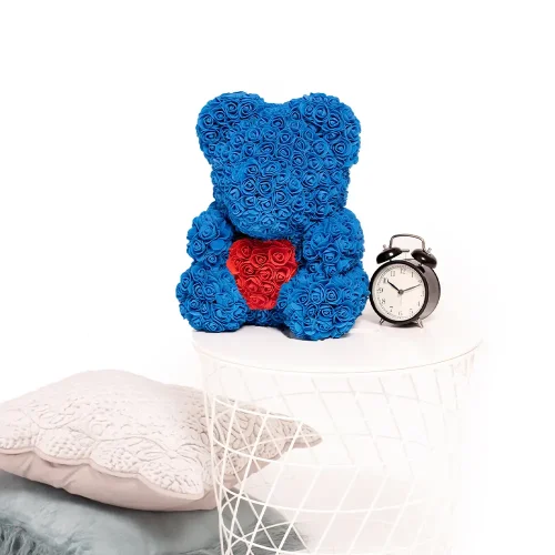 Rožių Meškiukas, Iš Dirbtinių Rožių, Gelių Dovana, 45 Cm, Mėlynas, Otis - Teddyway