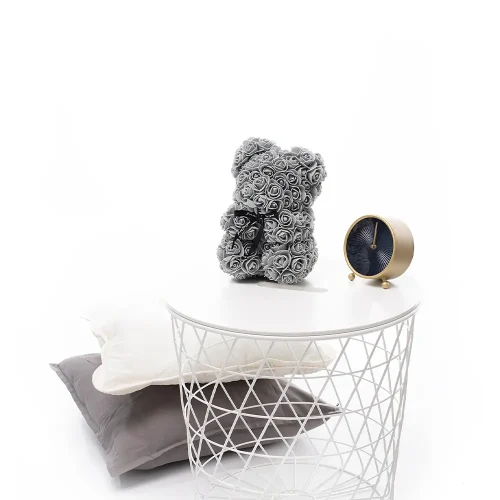 Rose Teddy Bear, Made of Artificial Roses, Flower Gift, 25 Cm, Grey, Onis - Teddyway