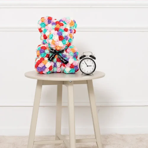 Rožių Meškiukas, Iš Dirbtinių Rožių, Gelių Dovana, 40 Cm, Multi, Onis - Teddyway