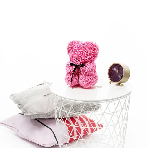 Плюшевый мишка из искусственных роз, цветочный подарок, 25 см, розовый, Onis - Teddyway