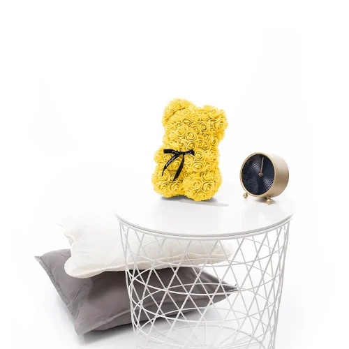 Rožių Meškiukas, Iš Dirbtinių Rožių, Gelių Dovana, 25 Cm, Geltonas, Onis - Teddyway