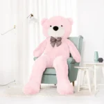 Didelis Pliušinis Meškiukas Meškinas, Minkštas Žaislas, 100 Cm, Šviesiai Rudas, Popo - 200 cm, Pink - Teddyway