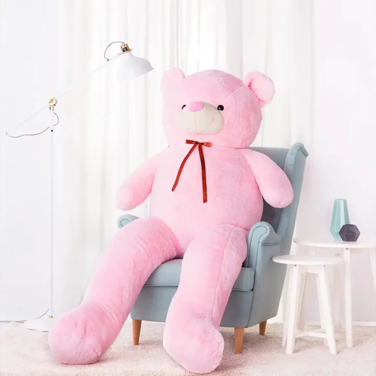 Didelis Pliušinis Meškiukas Meškinas, Minkštas Žaislas, 100 Cm, Šviesiai Rudas, Toto - 100 cm, Pink - Teddyway