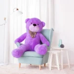 Didelis Pliušinis Meškiukas Meškinas, Minkštas Žaislas, 100 Cm, Šviesiai Rudas, Popo - 160 cm, Purple - Teddyway