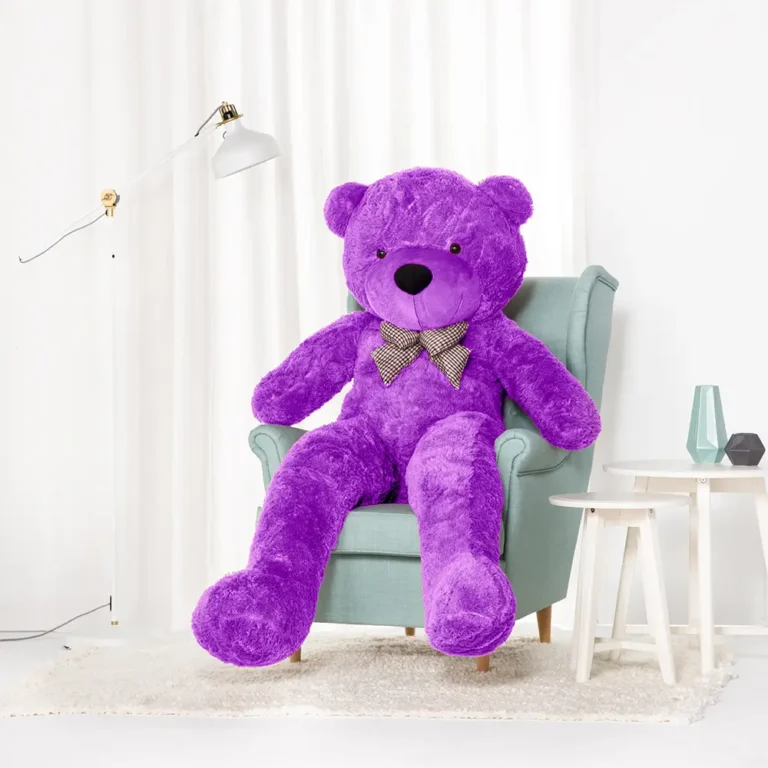 Didelis Pliušinis Meškiukas Meškinas, Minkštas Žaislas, 100 Cm, Šviesiai Rudas, Popo - 200 cm, Purple - Teddyway
