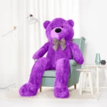 Didelis Pliušinis Meškiukas Meškinas, Minkštas Žaislas, 100 Cm, Šviesiai Rudas, Popo - 220 cm, Purple - Teddyway