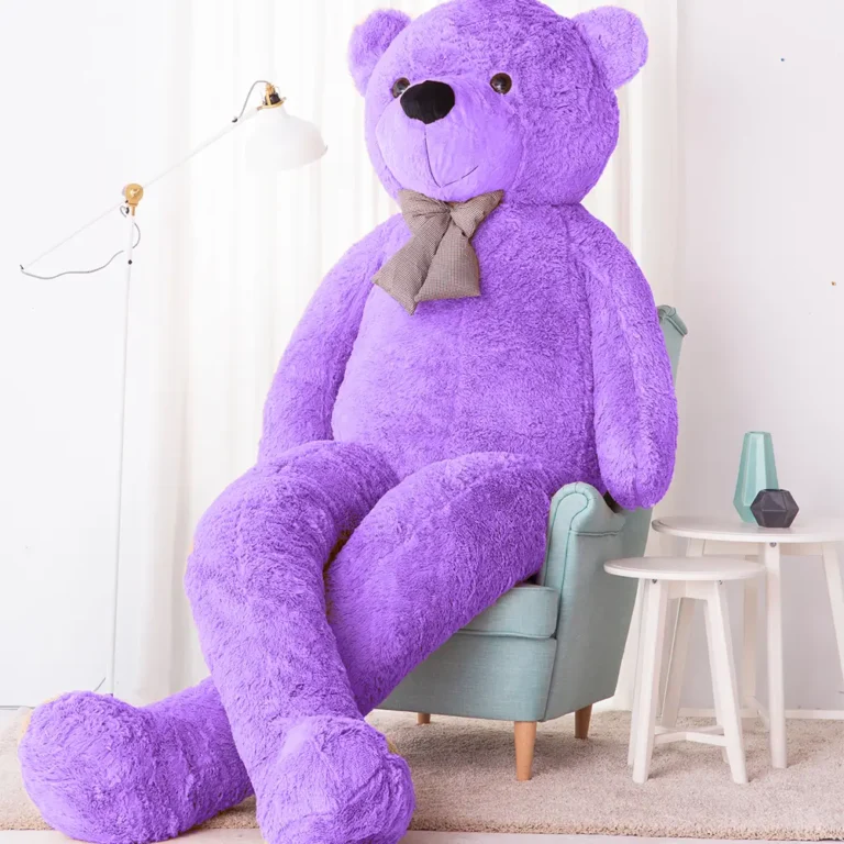 Didelis Pliušinis Meškiukas Meškinas, Minkštas Žaislas, 100 Cm, Šviesiai Rudas, Popo - 300 cm, Purple - Teddyway