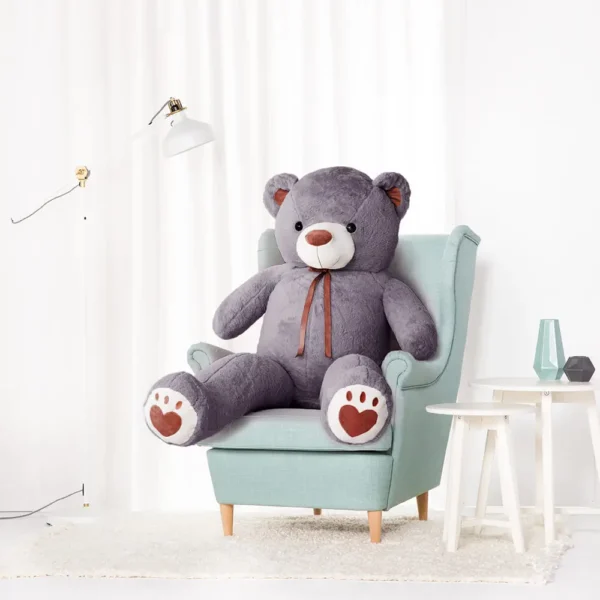 Didelis Pliušinis Meškiukas Meškinas, Minkštas Žaislas, 100 Cm, Šviesiai Rudas, Toto - 100 cm, Grey - Teddyway