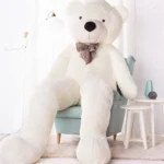 Didelis Pliušinis Meškiukas Meškinas, Minkštas Žaislas, 100 Cm, Šviesiai Rudas, Popo - 260 cm, White - Teddyway