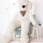 Didelis Pliušinis Meškiukas Meškinas, Minkštas Žaislas, 100 Cm, Šviesiai Rudas, Popo - 300 cm, White - Teddyway