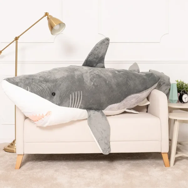 Pliušinis Ryklys,Minkštas Žaislas, 90 Cm, Mėlynas, Saho - 200 cm, Grey - Teddyway