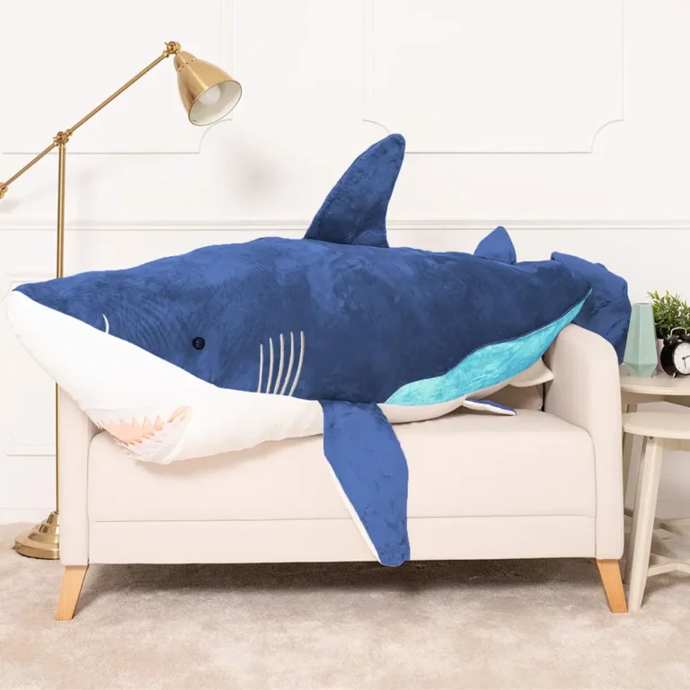 Pliušinis Ryklys,Minkštas Žaislas, 90 Cm, Mėlynas, Saho - 200 cm, Blue - Teddyway